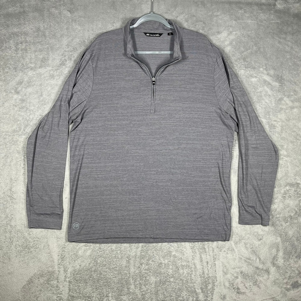 TravisMathew Quarter Zip Pullover Mens XXL Gray Heathered Long Sleeve Logo